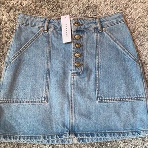 Topshop Denim Button Fly Skirt